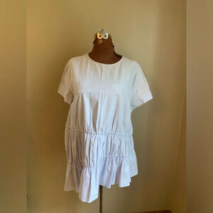 Zara Blue Peplum asymmetrical Top Size L blouse cotton